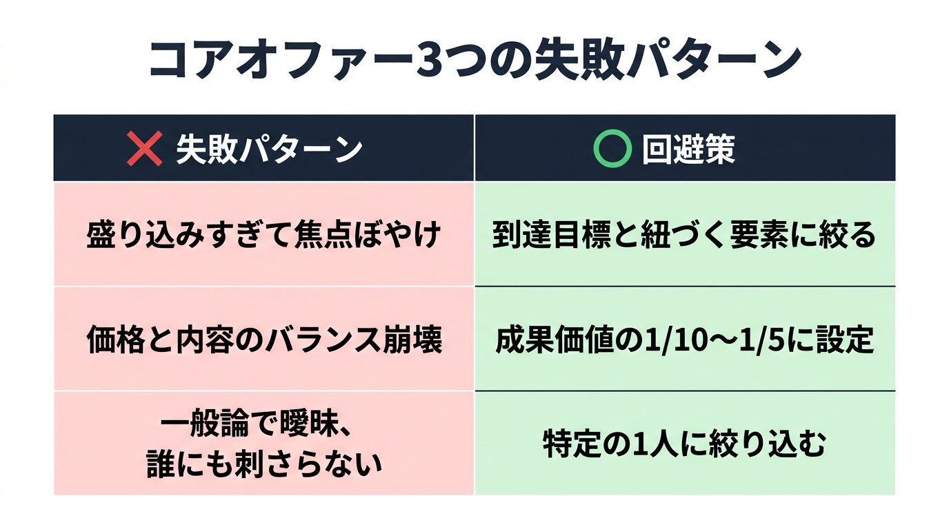 コアオファー3つの失敗パターン