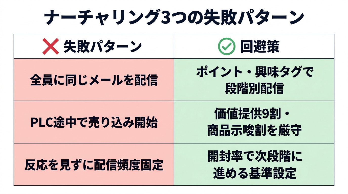 ナーチャリング3つの失敗パターンと回避策